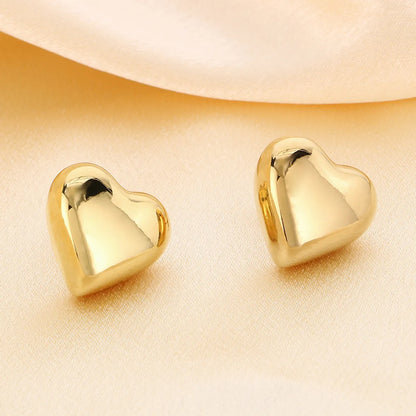 1 Pair Simple Style Heart Shape 304 Stainless Steel 18K Gold Plated Earrings