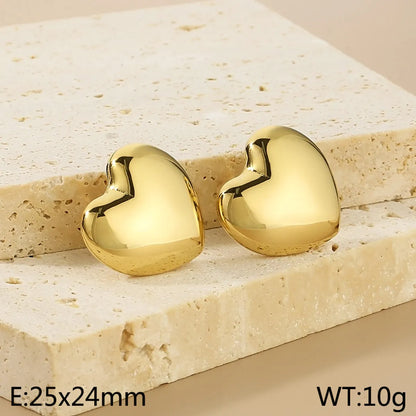 1 Pair Simple Style Heart Shape 304 Stainless Steel 18K Gold Plated Earrings