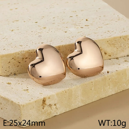 1 Pair Simple Style Heart Shape 304 Stainless Steel 18K Gold Plated Earrings