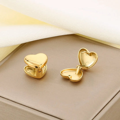 1 Pair Simple Style Heart Shape 304 Stainless Steel 18K Gold Plated Earrings