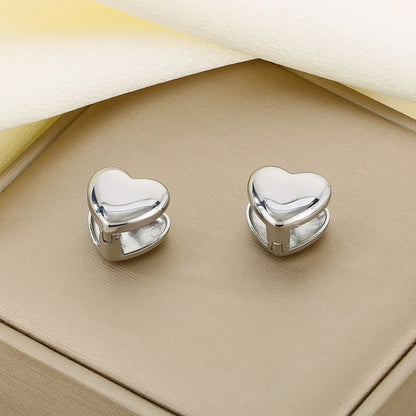 1 Pair Simple Style Heart Shape 304 Stainless Steel 18K Gold Plated Earrings