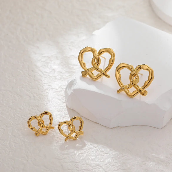 1 Pair Simple Style Heart Shape 304 Stainless Steel Ear Studs