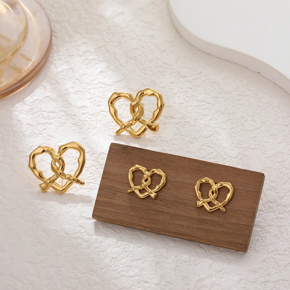 1 Pair Simple Style Heart Shape 304 Stainless Steel Ear Studs