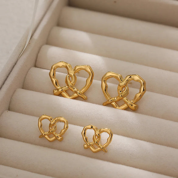 1 Pair Simple Style Heart Shape 304 Stainless Steel Ear Studs