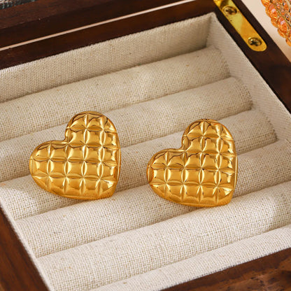 1 Pair Simple Style Heart Shape 304 Stainless Steel Ear Studs