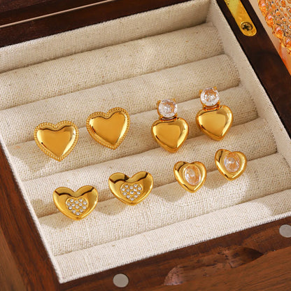 1 Pair Simple Style Heart Shape 304 Stainless Steel Ear Studs