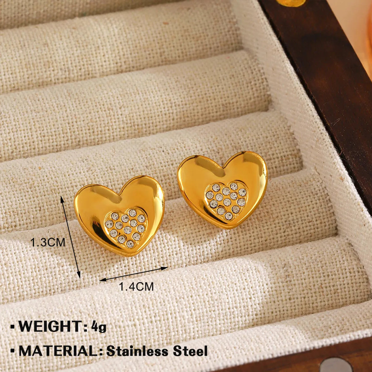 1 Pair Simple Style Heart Shape 304 Stainless Steel Ear Studs