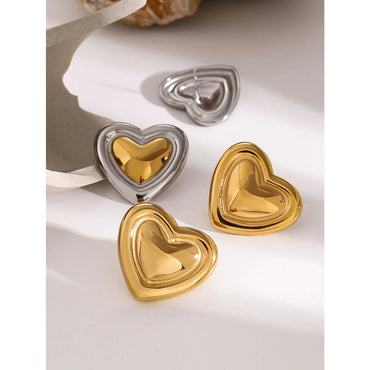 1 Pair Simple Style Heart Shape 304 Stainless Steel Ear Studs