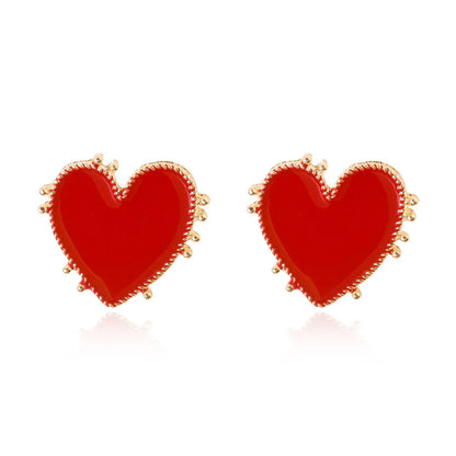 1 Pair Simple Style Heart Shape Alloy Enamel Plating Women'S Ear Studs