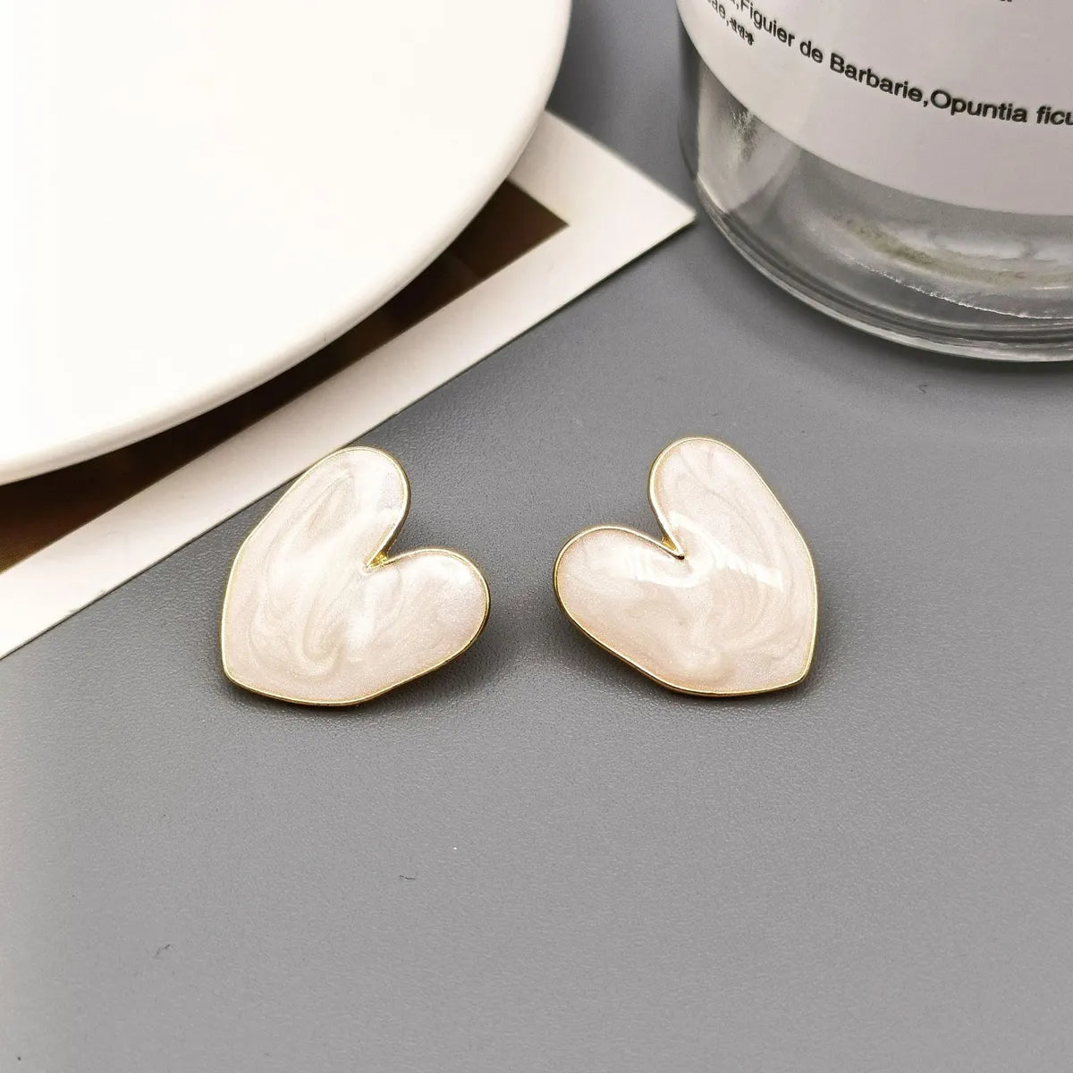 1 Pair Simple Style Heart Shape Alloy Enamel Valentine's Day Women's Ear Studs