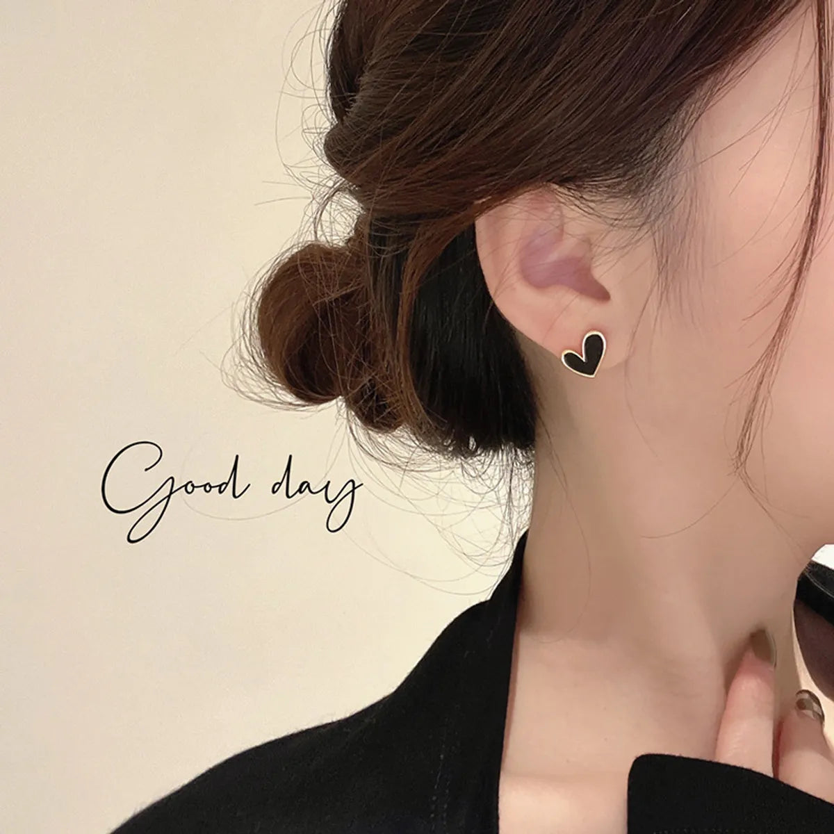 1 Pair Simple Style Heart Shape Alloy Enamel Women's Ear Studs