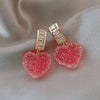 1 Pair Simple Style Heart Shape Inlay Alloy Artificial Gemstones Drop Earrings