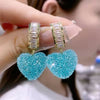 1 Pair Simple Style Heart Shape Inlay Alloy Artificial Gemstones Drop Earrings