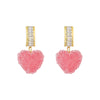 1 Pair Simple Style Heart Shape Inlay Alloy Artificial Gemstones Drop Earrings