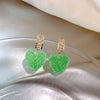 1 Pair Simple Style Heart Shape Inlay Alloy Artificial Gemstones Drop Earrings