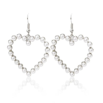 1 Pair Simple Style Heart Shape Alloy Inlay Pearl Women's Earrings