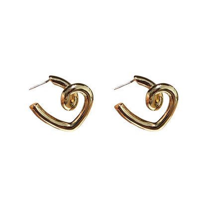 1 Pair Simple Style Heart Shape Alloy Plating Women'S Earrings