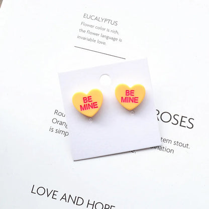 1 Pair Simple Style Heart Shape Arylic Women'S Ear Studs