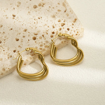 1 Pair Simple Style Heart Shape Asymmetrical 304 Stainless Steel 18K Gold Plated Earrings