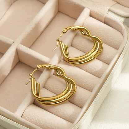 1 Pair Simple Style Heart Shape Asymmetrical 304 Stainless Steel 18K Gold Plated Earrings