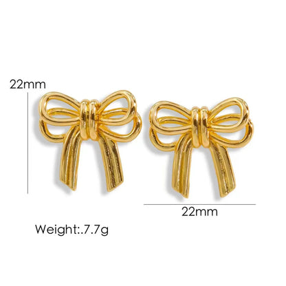 1 Pair Simple Style Heart Shape Bow Knot Plating Alloy Earrings