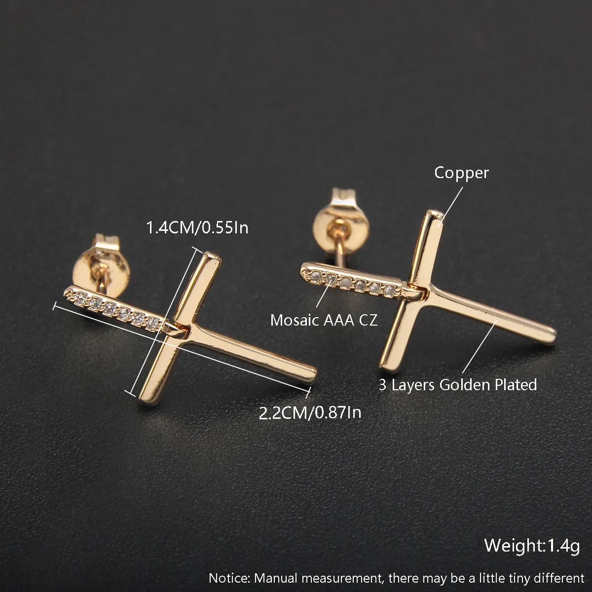 1 Pair Simple Style Heart Shape Bow Knot Plating Copper Zircon 18K Gold Plated Gold Plated Ear Studs