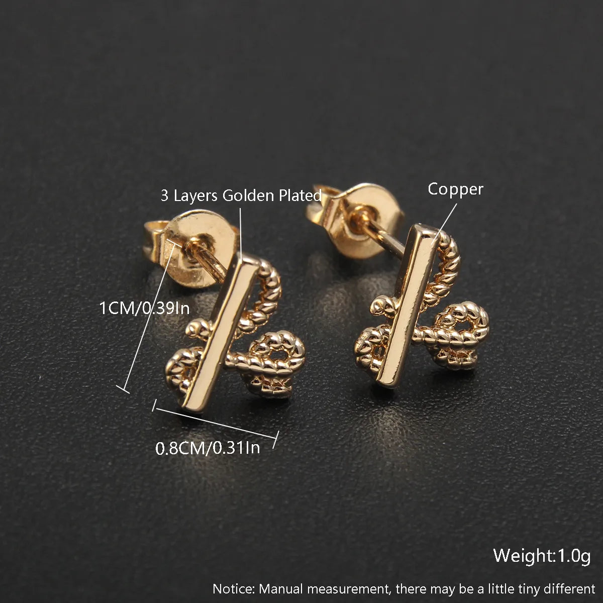 1 Pair Simple Style Heart Shape Bow Knot Plating Copper Zircon 18K Gold Plated Gold Plated Ear Studs