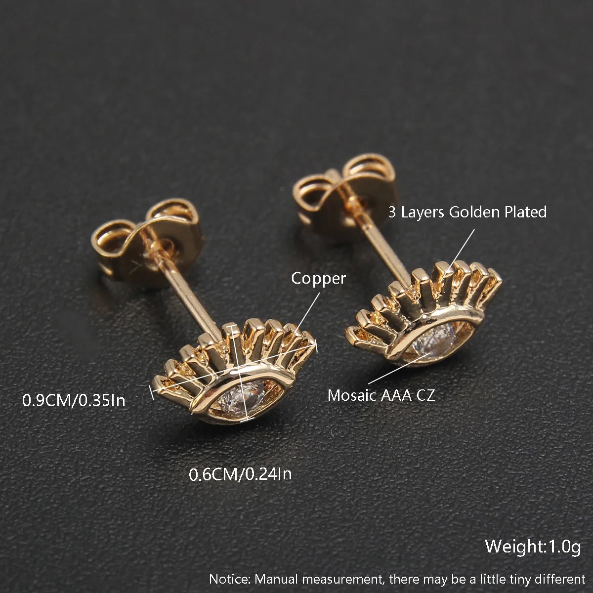 1 Pair Simple Style Heart Shape Bow Knot Plating Copper Zircon 18K Gold Plated Gold Plated Ear Studs