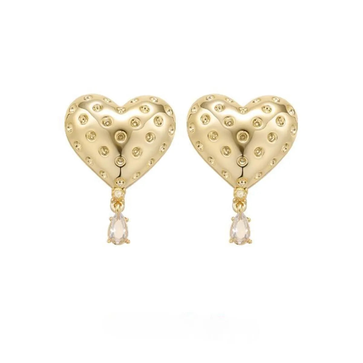 1 Pair Simple Style Heart Shape Carving Sterling Silver Ear Studs