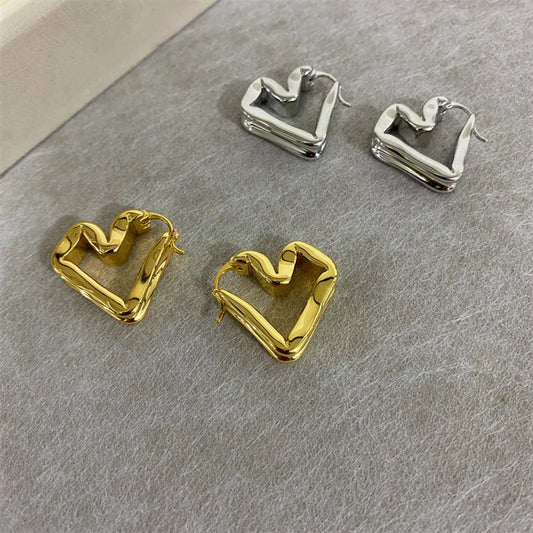 1 Pair Simple Style Heart Shape Copper 18K Gold Plated Earrings