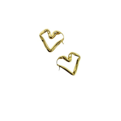 1 Pair Simple Style Heart Shape Copper 18K Gold Plated Earrings