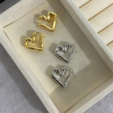 1 Pair Simple Style Heart Shape Copper 18K Gold Plated Earrings