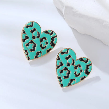 1 Pair Simple Style Heart Shape Enamel Alloy Ear Studs