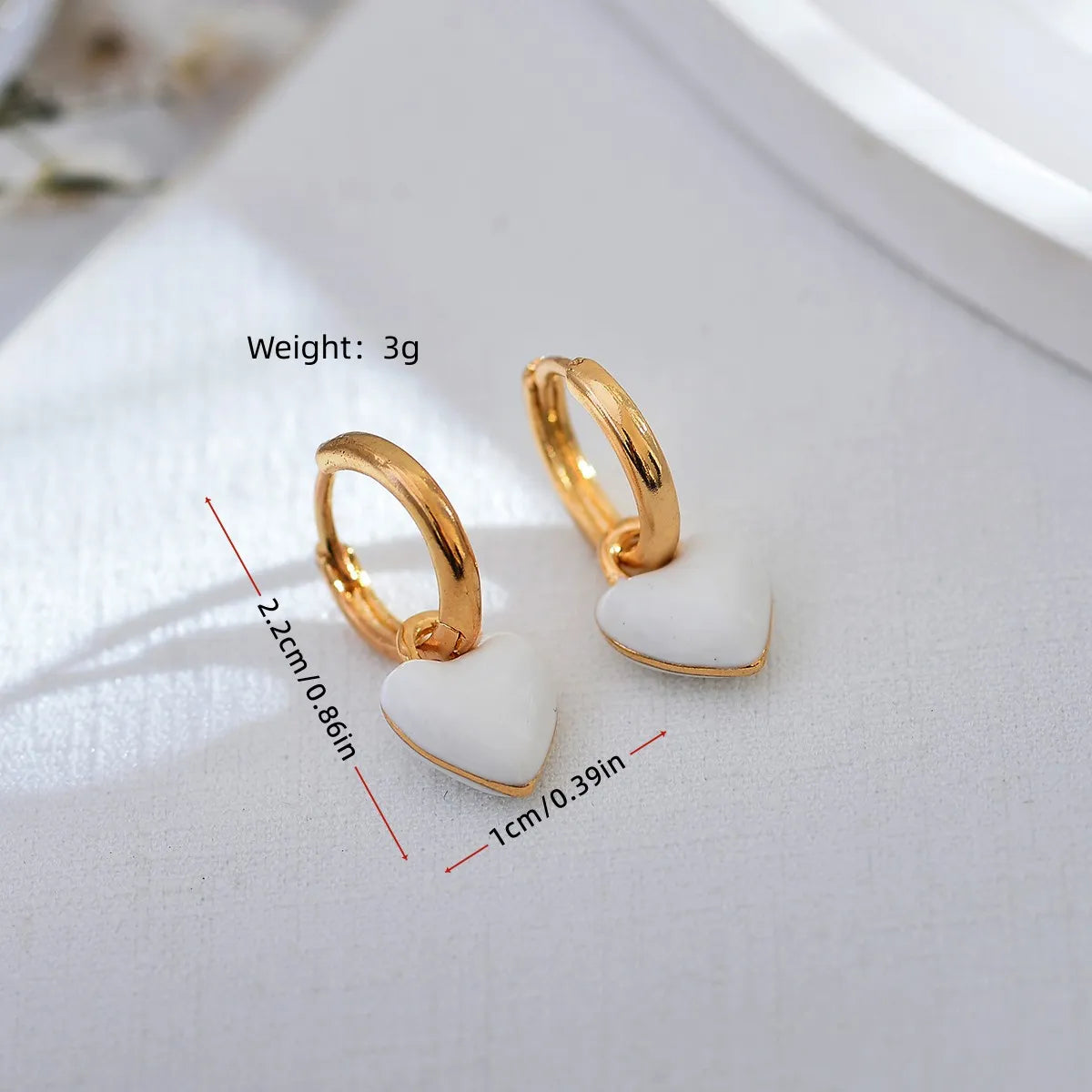 1 Pair Simple Style Heart Shape Enamel Copper Drop Earrings