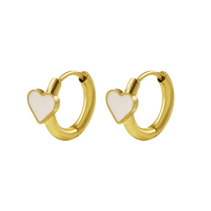 1 Pair Simple Style Heart Shape Enamel Plating 304 Stainless Steel 18K Gold Plated Earrings