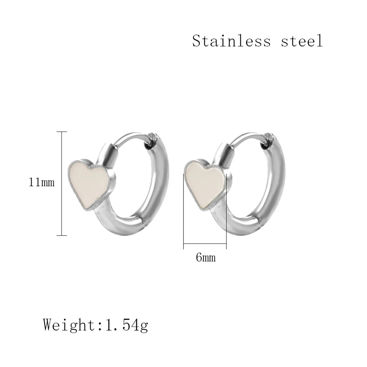 1 Pair Simple Style Heart Shape Enamel Plating 304 Stainless Steel 18K Gold Plated Earrings