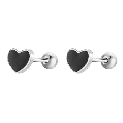 1 Pair Simple Style Heart Shape Enamel Stainless Steel Ear Studs