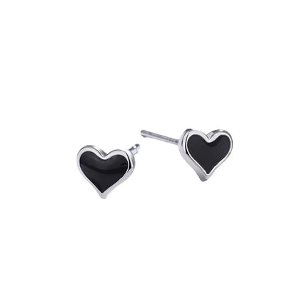 1 Pair Simple Style Heart Shape Epoxy Copper Ear Studs