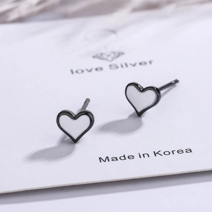 1 Pair Simple Style Heart Shape Epoxy Copper Ear Studs