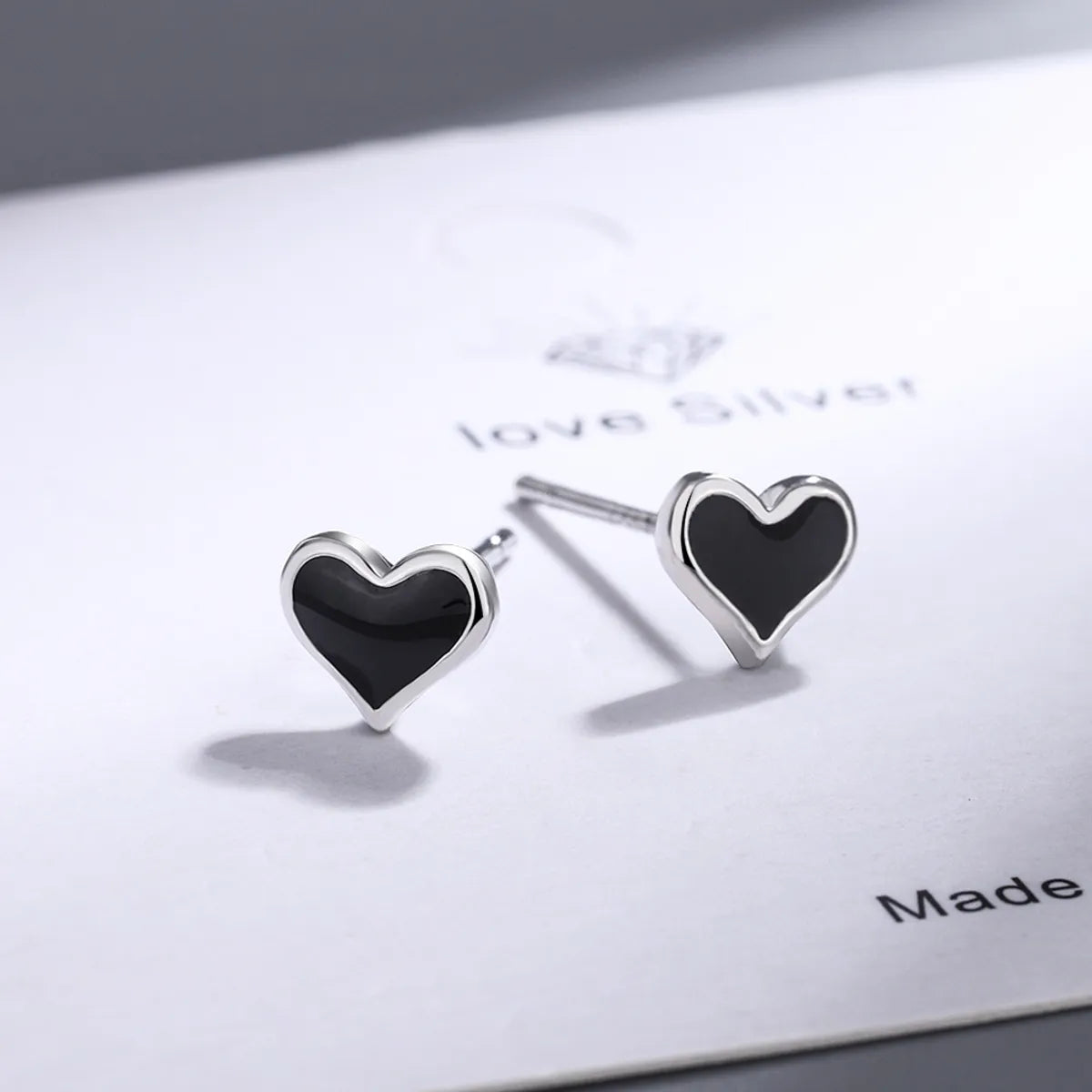 1 Pair Simple Style Heart Shape Epoxy Copper Ear Studs