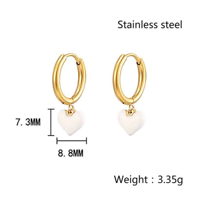 1 Pair Simple Style Heart Shape Epoxy Titanium Steel Drop Earrings