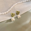 1 Pair Simple Style Heart Shape Flower Plating Inlay Alloy Artificial Gemstones Ear Studs