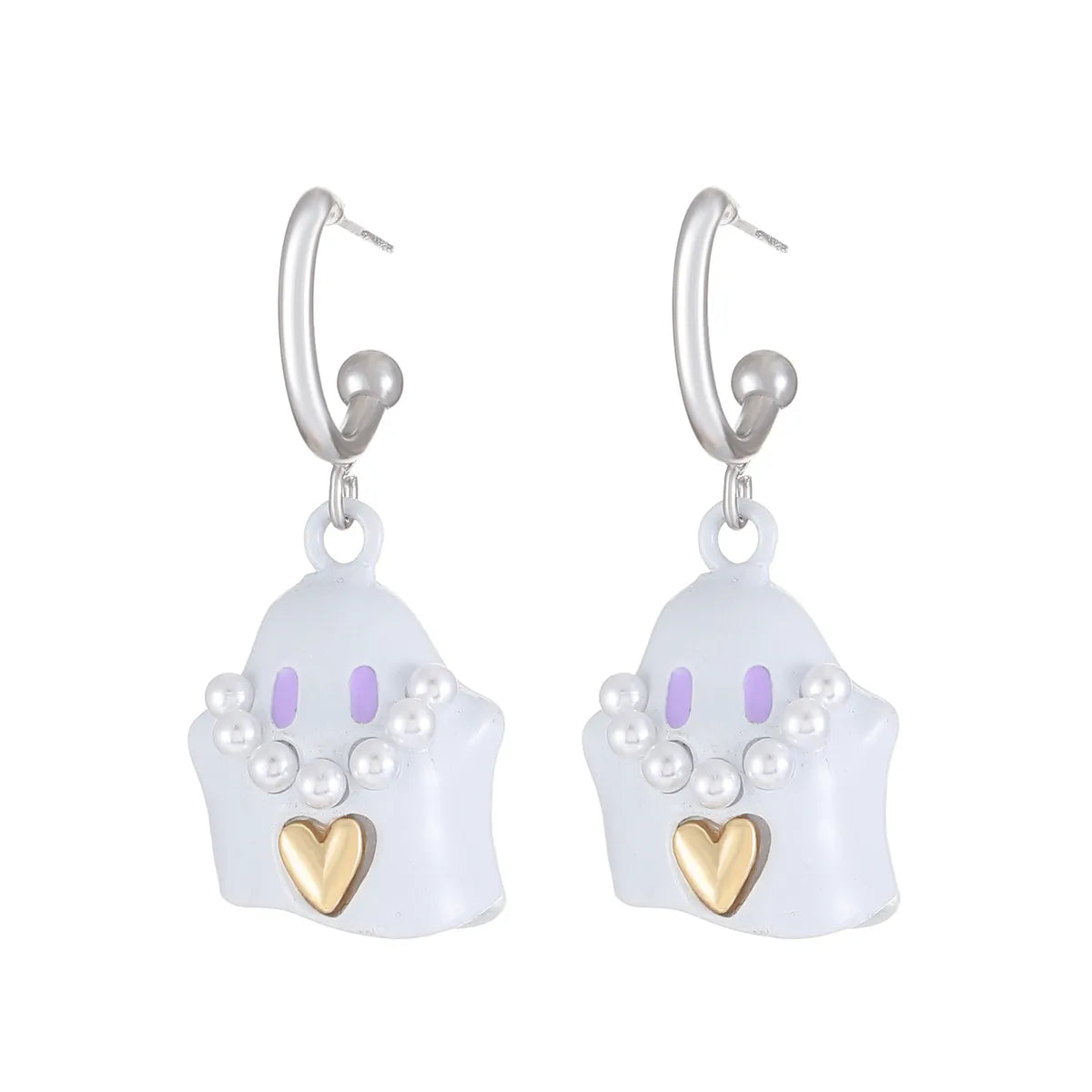 1 Pair Simple Style Heart Shape Inlay Alloy Pearl Drop Earrings