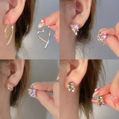 1 Pair Simple Style Heart Shape Inlay Alloy Zircon Drop Earrings Ear Studs