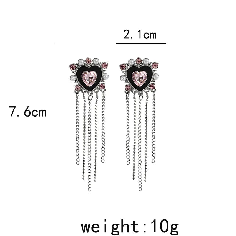 1 Pair Simple Style Heart Shape Inlay Alloy Zircon Drop Earrings