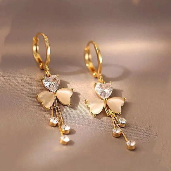 1 Pair Simple Style Heart Shape Inlay Alloy Zircon Drop Earrings