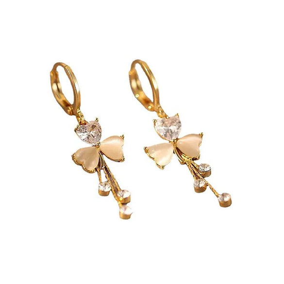 1 Pair Simple Style Heart Shape Inlay Alloy Zircon Drop Earrings