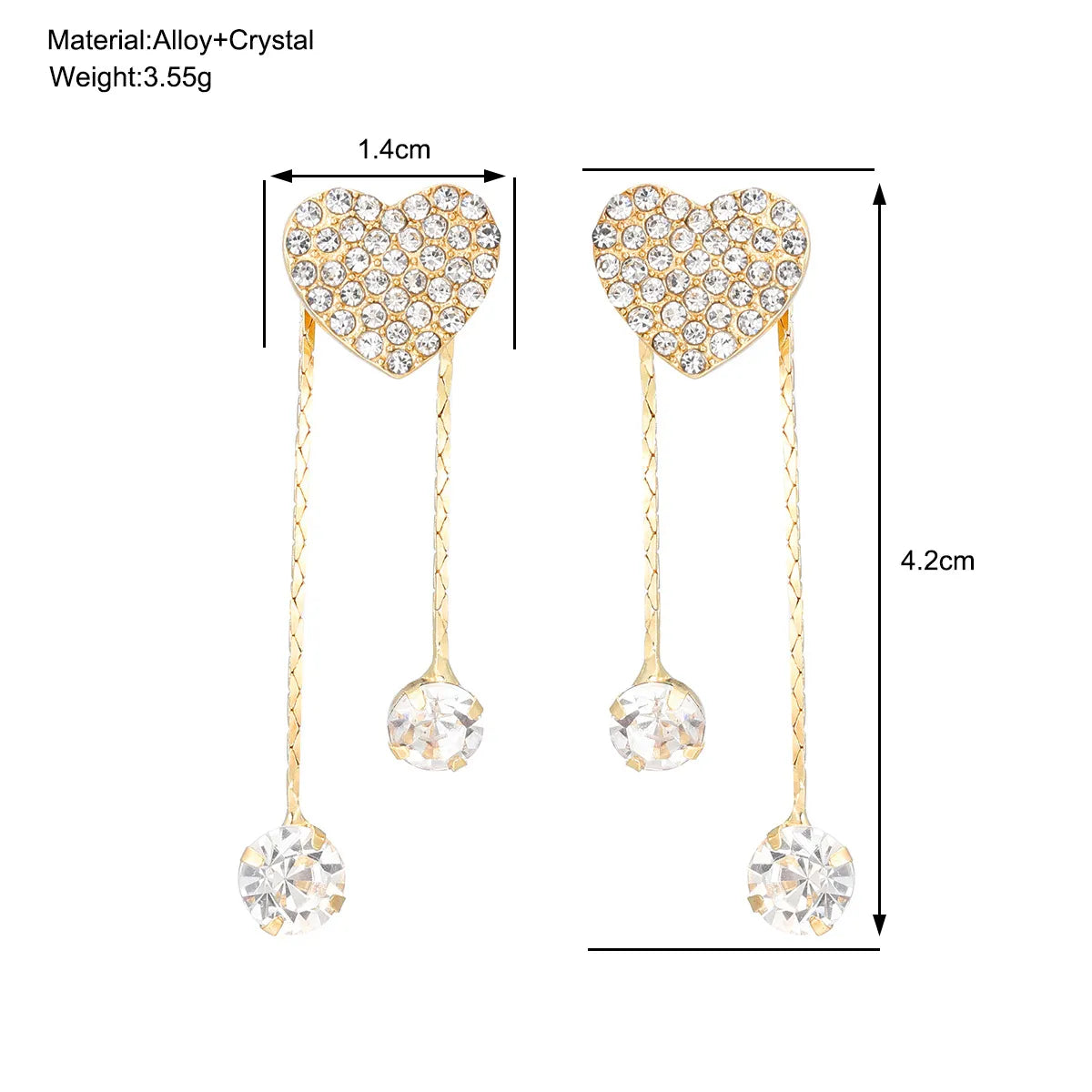 1 Pair Simple Style Heart Shape Inlay Alloy Zircon Drop Earrings