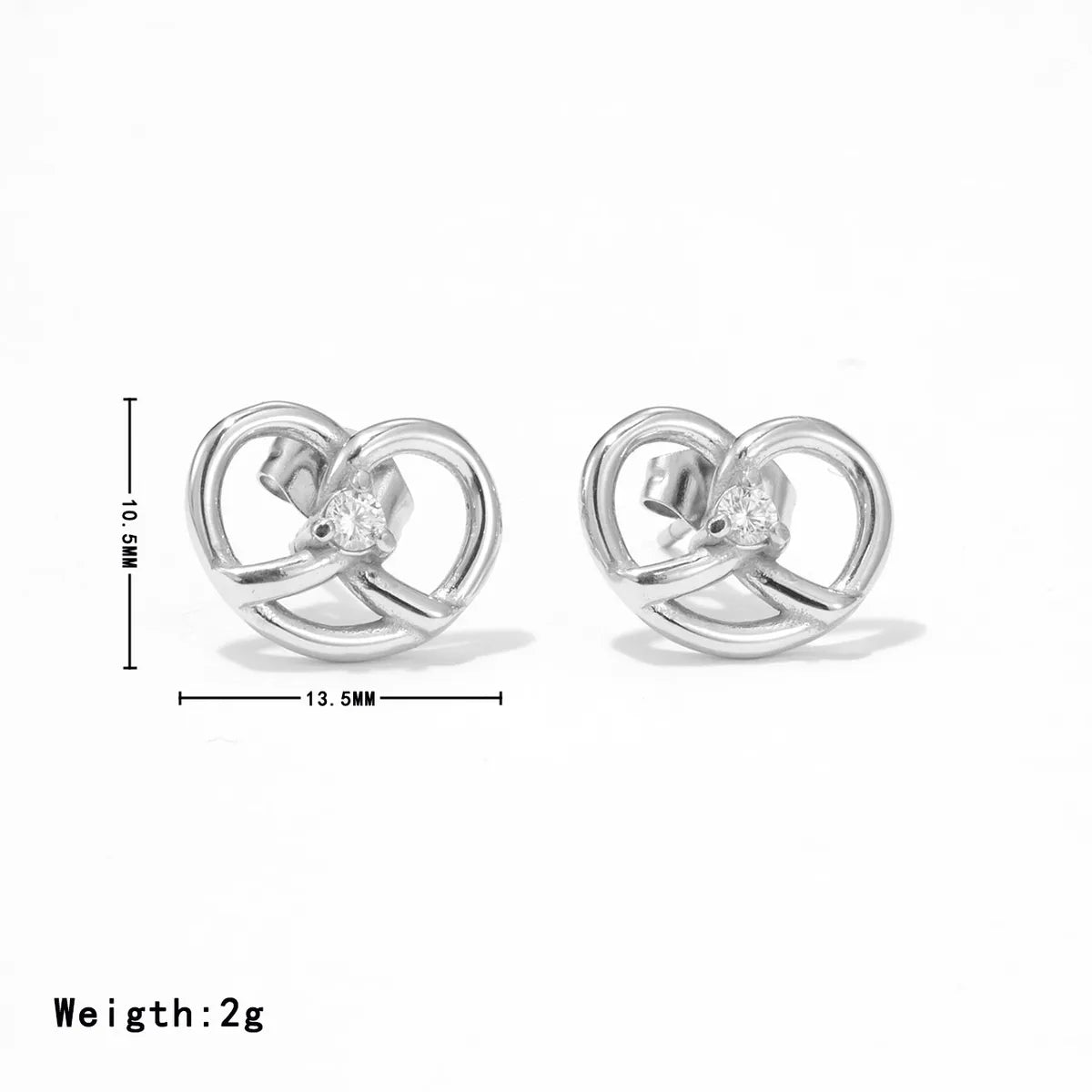 1 Pair Simple Style Heart Shape Inlay Stainless Steel Zircon Gold Plated Ear Studs