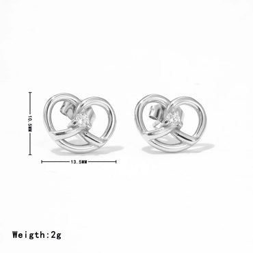 1 Pair Simple Style Heart Shape Inlay Stainless Steel Zircon Gold Plated Ear Studs